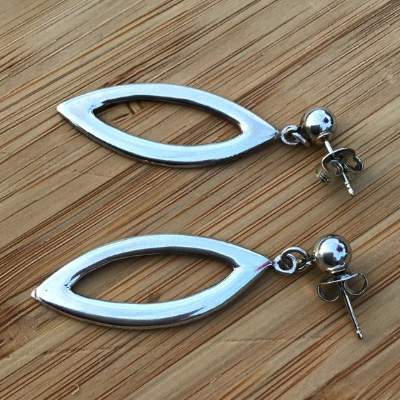 Sterling Silver Drop Post Earrings Vintage Pierced 925 - Picture 7 of 8